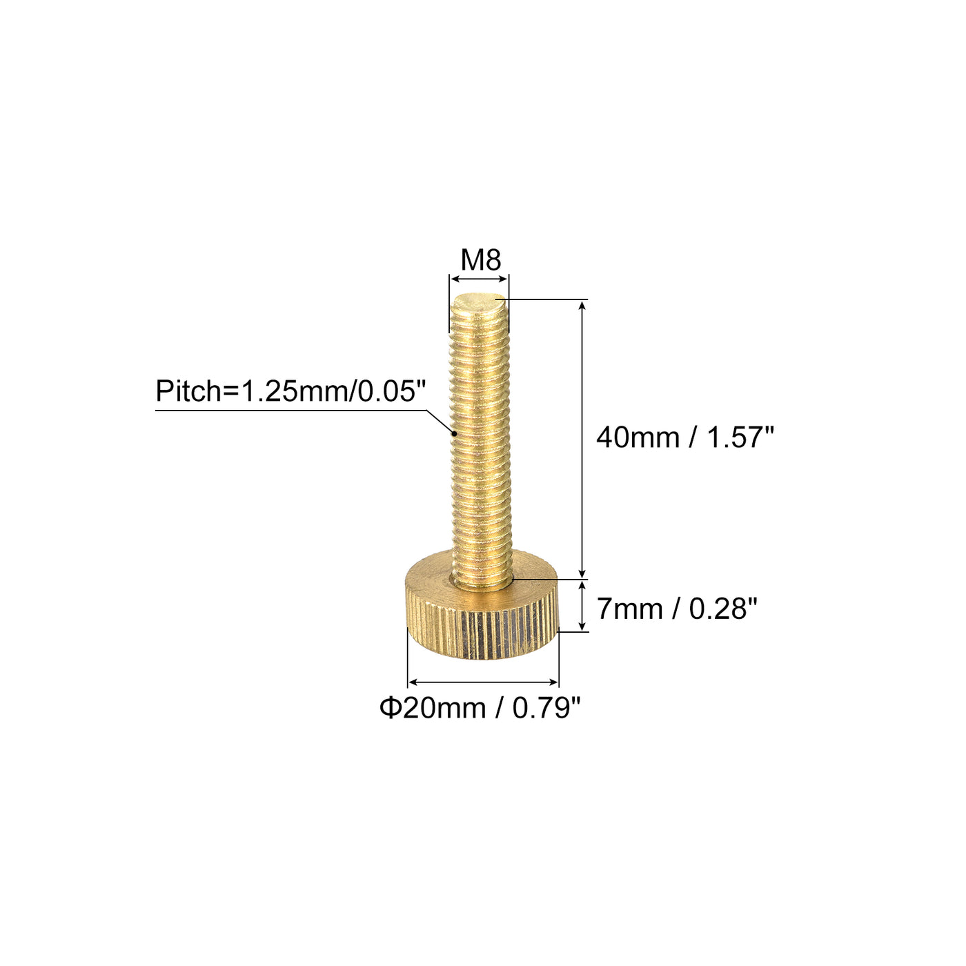 uxcell Uxcell Knurled Thumb Screws, M8x40mm Flat Brass Bolts Grip Knobs Fasteners for PC, Electronic, Mechanical