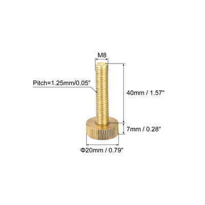 Harfington Uxcell Knurled Thumb Screws, M8x40mm Flat Brass Bolts Grip Knobs Fasteners for PC, Electronic, Mechanical