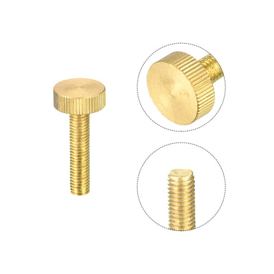 Harfington Uxcell Knurled Thumb Screws, M8x40mm Flat Brass Bolts Grip Knobs Fasteners for PC, Electronic, Mechanical 3Pcs