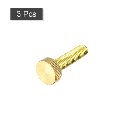 Harfington Uxcell Knurled Thumb Screws, M10x40mm Flat Brass Bolts Grip Knobs Fasteners for PC, Electronic, Mechanical 3Pcs