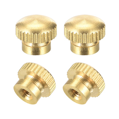 Harfington Uxcell Brass Knurled Thumb Nuts, M3x0.5mm Round Stepped Knobs Fasteners for 3D Printer, Electronic Equipment 4Pcs