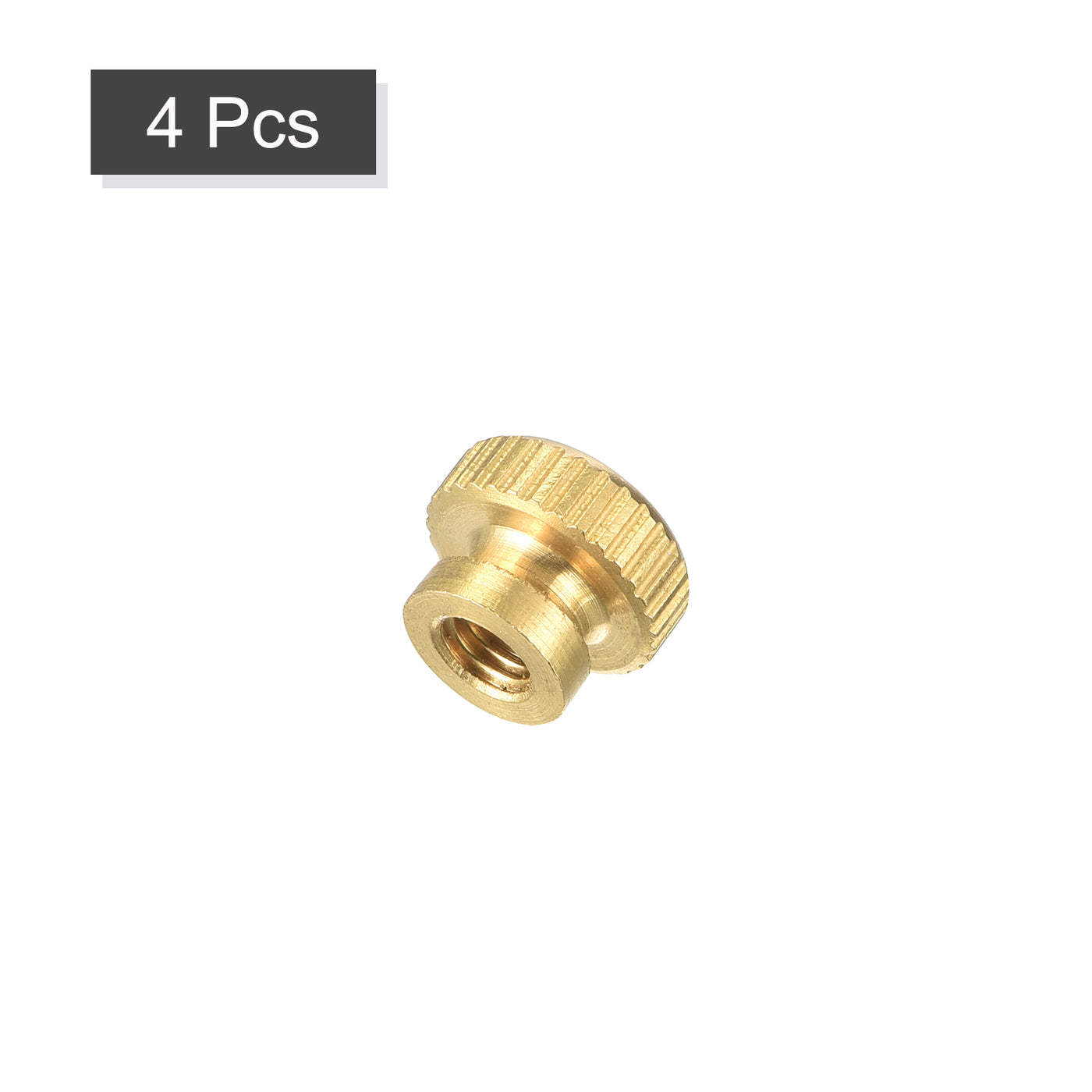 uxcell Uxcell Brass Knurled Thumb Nuts, M4x0.7mm Round Stepped Knobs Fasteners for 3D Printer, Electronic Equipment 4Pcs