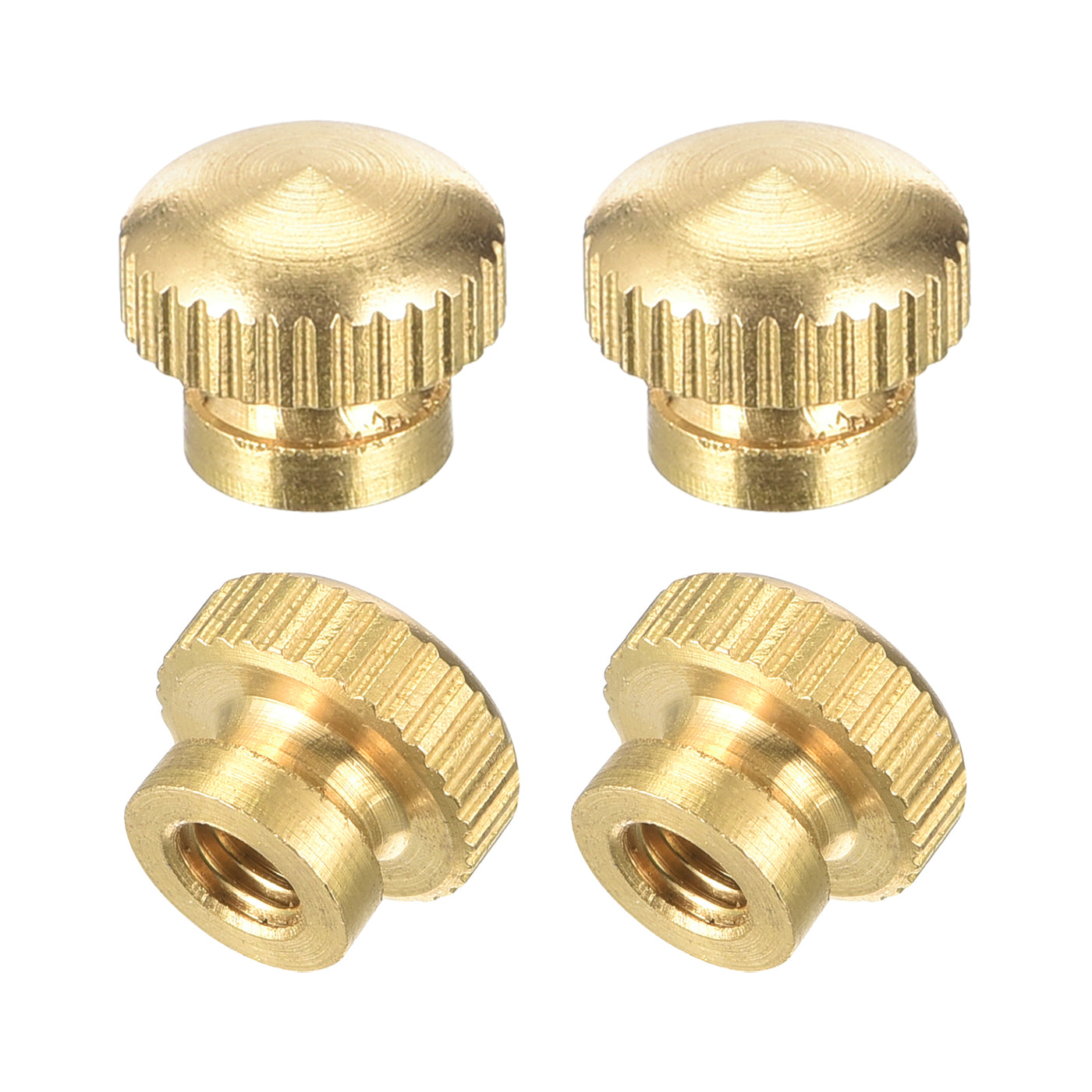 uxcell Uxcell Brass Knurled Thumb Nuts, M4x0.7mm Round Stepped Knobs Fasteners for 3D Printer, Electronic Equipment 4Pcs