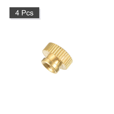 Harfington Uxcell Brass Knurled Thumb Nuts, M5x0.8mm Round Stepped Knobs Fasteners for 3D Printer, Electronic Equipment 4Pcs