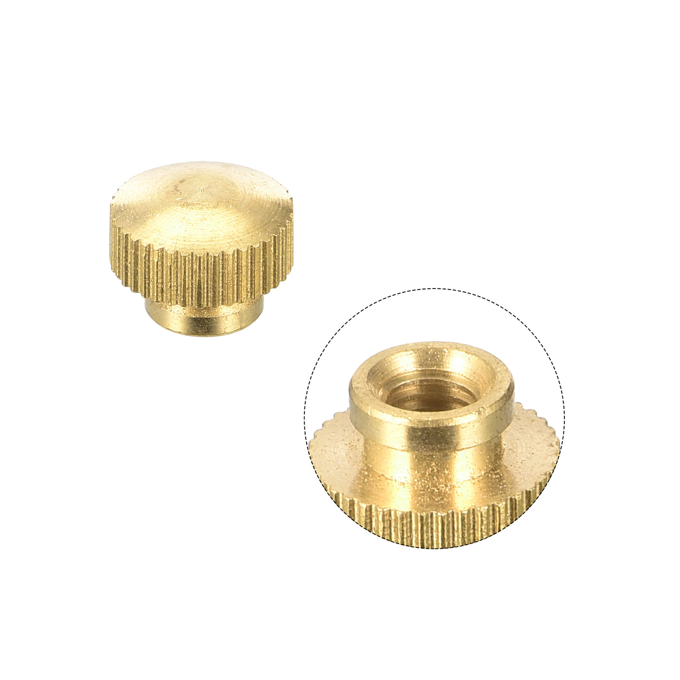 uxcell Uxcell Brass Knurled Thumb Nuts, M5x0.8mm Round Stepped Knobs Fasteners for 3D Printer, Electronic Equipment 4Pcs