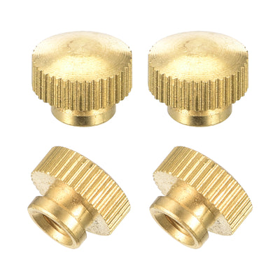 Harfington Uxcell Brass Knurled Thumb Nuts, M5x0.8mm Round Stepped Knobs Fasteners for 3D Printer, Electronic Equipment 4Pcs