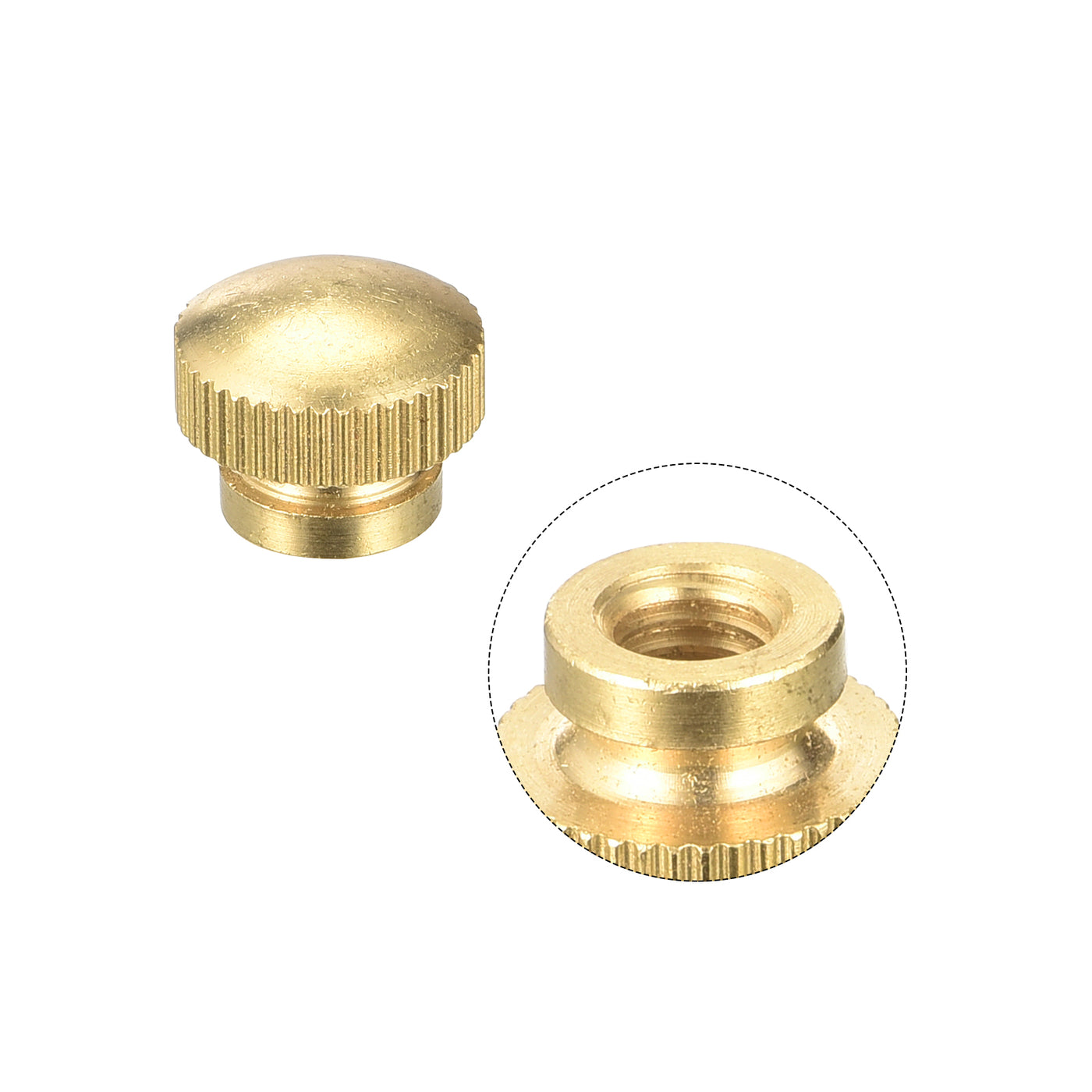 uxcell Uxcell Brass Knurled Thumb Nuts, M6x1mm Round Stepped Knobs Fasteners for 3D Printer, Electronic Equipment 4Pcs