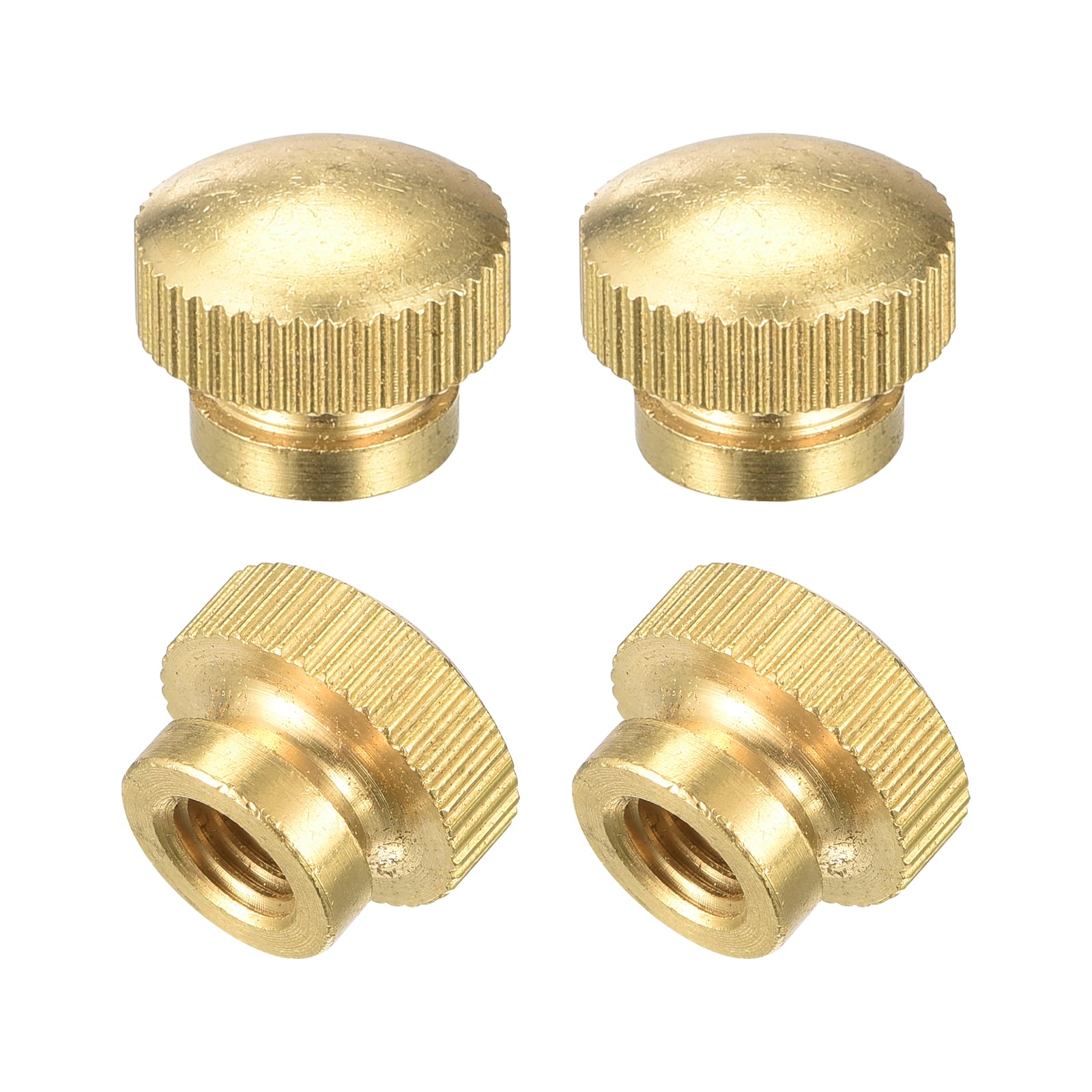 Brass Knurled Thumb Nuts, M8x1.25mm Round Stepped Knobs Fasteners 4Pack