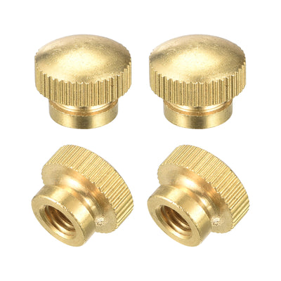 Harfington Uxcell Brass Knurled Thumb Nuts, M6x1mm Round Stepped Knobs Fasteners for 3D Printer, Electronic Equipment 4Pcs
