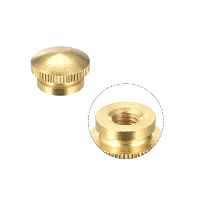 Harfington Uxcell Brass Knurled Thumb Nuts, M8x1.25mm Round Stepped Knobs Fasteners for 3D Printer, Electronic Equipment 4Pcs