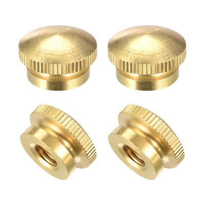 Harfington Uxcell Brass Knurled Thumb Nuts, M8x1.25mm Round Stepped Knobs Fasteners for 3D Printer, Electronic Equipment 4Pcs