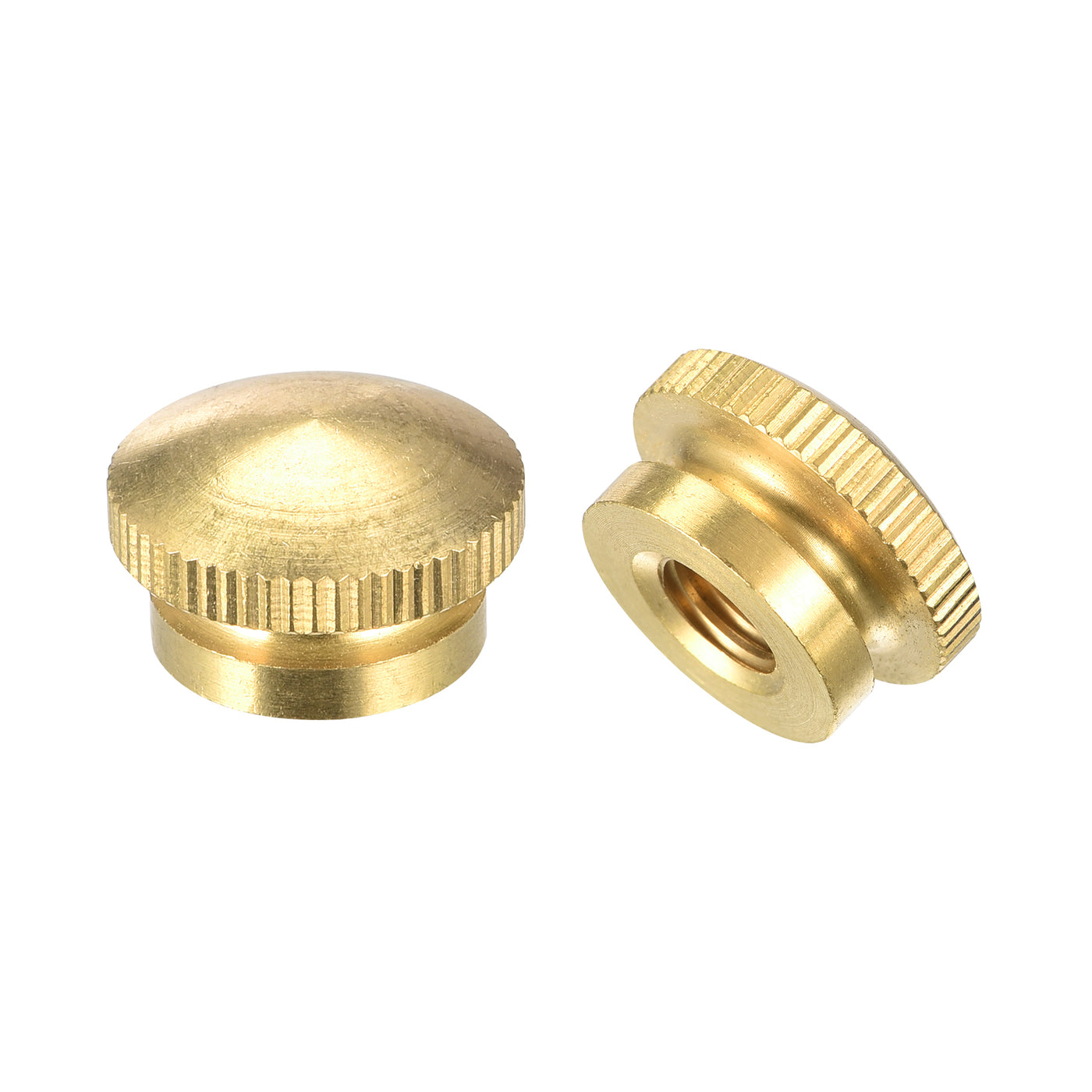 uxcell Uxcell Brass Knurled Thumb Nuts, M8x1.25mm Round Stepped Knobs Fasteners for 3D Printer, Electronic Equipment 2Pcs