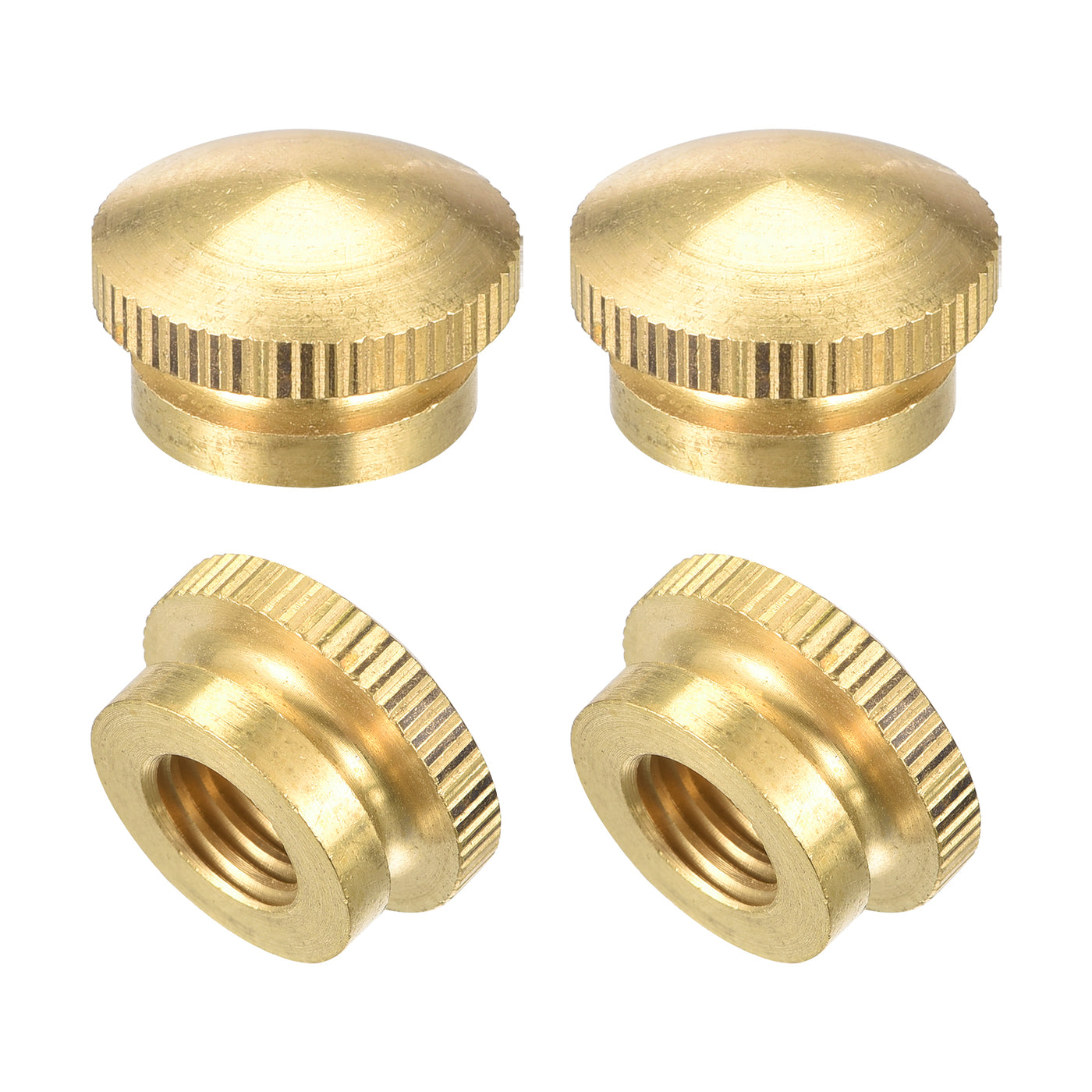 uxcell Uxcell Brass Knurled Thumb Nuts, M10x1.5mm Round Stepped Knobs Fasteners for 3D Printer, Electronic Equipment 4Pcs