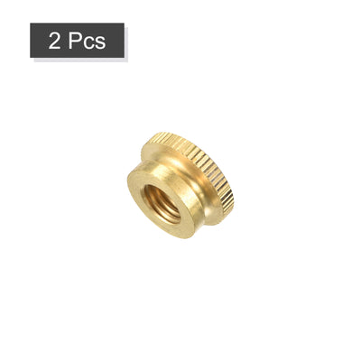 Harfington Uxcell Brass Knurled Thumb Nuts, M10x1.5mm Round Stepped Knobs Fasteners for 3D Printer, Electronic Equipment 2Pcs