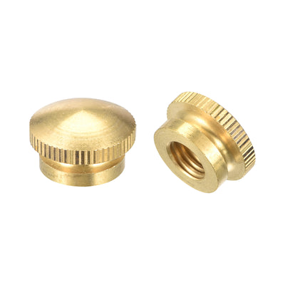Harfington Uxcell Brass Knurled Thumb Nuts, M10x1.5mm Round Stepped Knobs Fasteners for 3D Printer, Electronic Equipment 2Pcs