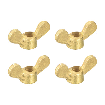Harfington Uxcell Brass Wing Nuts, M4 Butterfly Nut Hand Twist Tighten Fasteners for Furniture, Machinery, Electronic Equipment, 4Pcs