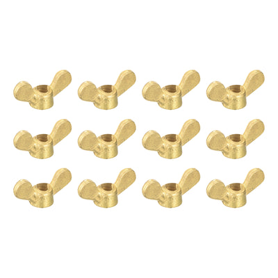 Harfington Uxcell Brass Wing Nuts, M4 Butterfly Nut Hand Twist Tighten Fasteners for Furniture, Machinery, Electronic Equipment, 12Pcs