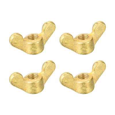 Harfington Uxcell Brass Wing Nuts, M6 Butterfly Nut Hand Twist Tighten Fasteners for Furniture, Machinery, Electronic Equipment, 4Pcs