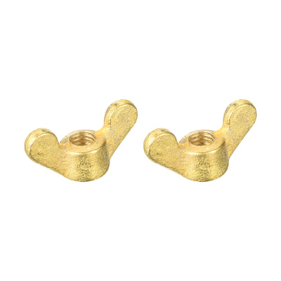 Harfington Uxcell Brass Wing Nuts, M6 Butterfly Nut Hand Twist Tighten Fasteners for Furniture, Machinery, Electronic Equipment, 2Pcs