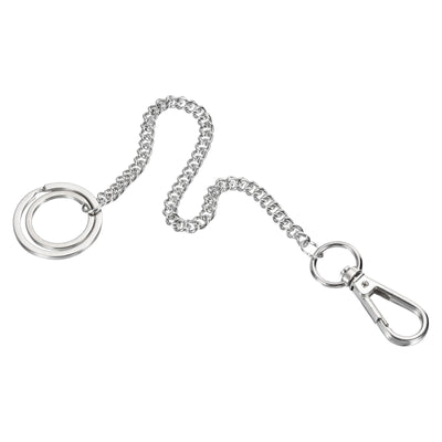 Harfington 8" Wallet Keychain with Keyrings Clasp Plated Metal Belt Loop Clip