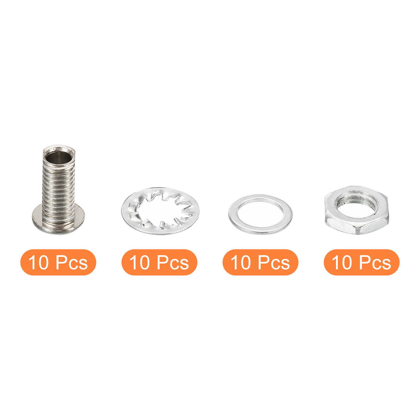 Harfington M8x15mm Round Head Hollow Screw Bolts, 4 in 1 / 40Pieces Through Hole Bolt Chandelier Fasteners with Hex Nut and Gasket