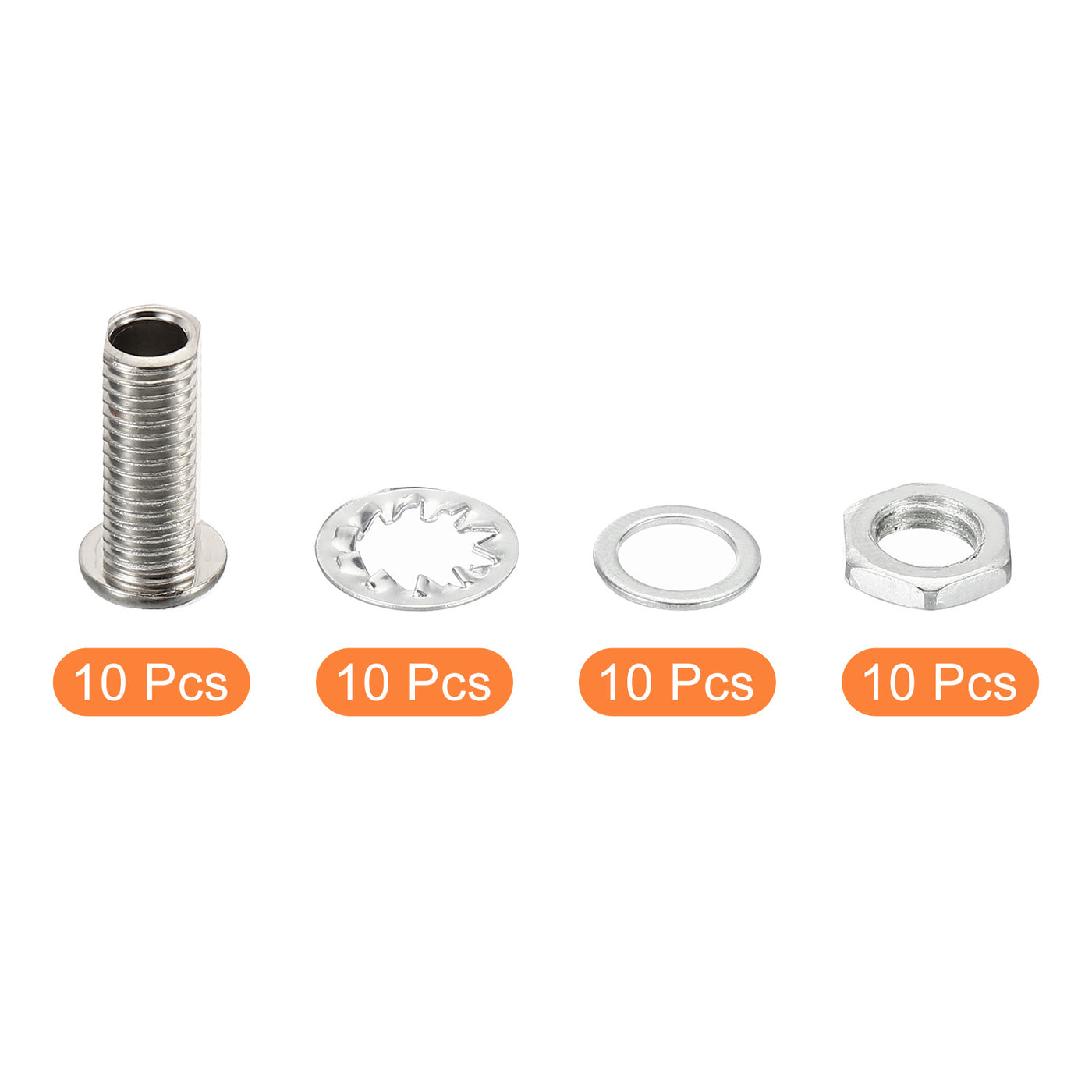 Harfington M8x19mm Round Head Hollow Screw Bolts, 4 in 1 / 40Pieces Through Hole Bolt Chandelier Fasteners with Hex Nut and Gasket