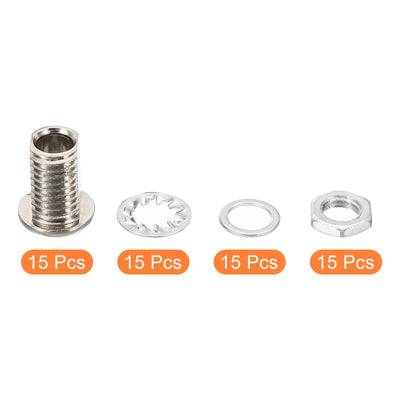 Harfington M8x12mm Round Head Hollow Screw Bolts, 4 in 1 / 60Pieces Through Hole Bolt Chandelier Fasteners with Hex Nut and Gasket
