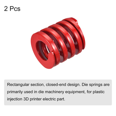 Harfington Uxcell Die Spring, 2pcs 40mm OD 45mm Long Spiral Stamping Medium Load Compression, Red