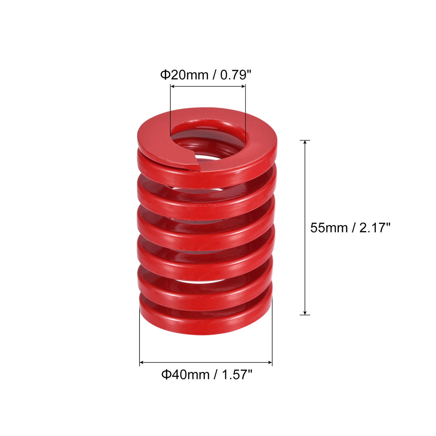 uxcell Uxcell Die Spring, 2pcs 40mm OD 55mm Long Spiral Stamping Medium Load Compression, Red
