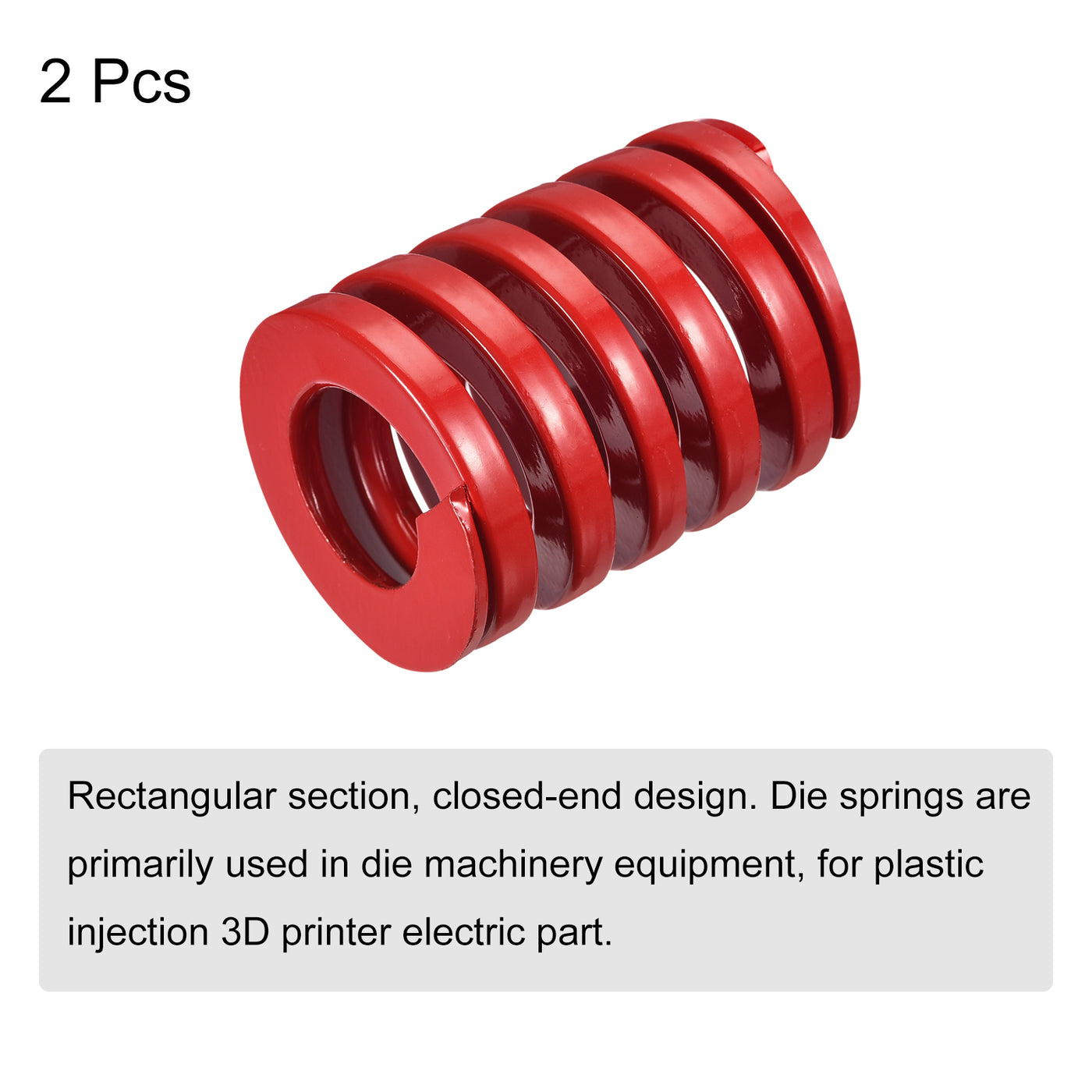uxcell Uxcell Die Spring, 2pcs 40mm OD 55mm Long Spiral Stamping Medium Load Compression, Red