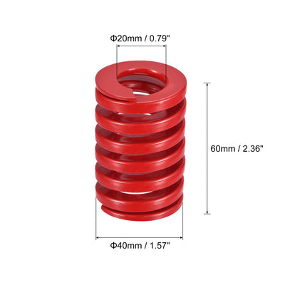 Harfington Uxcell Die Spring, 2pcs 40mm OD 60mm Long Spiral Stamping Medium Load Compression, Red