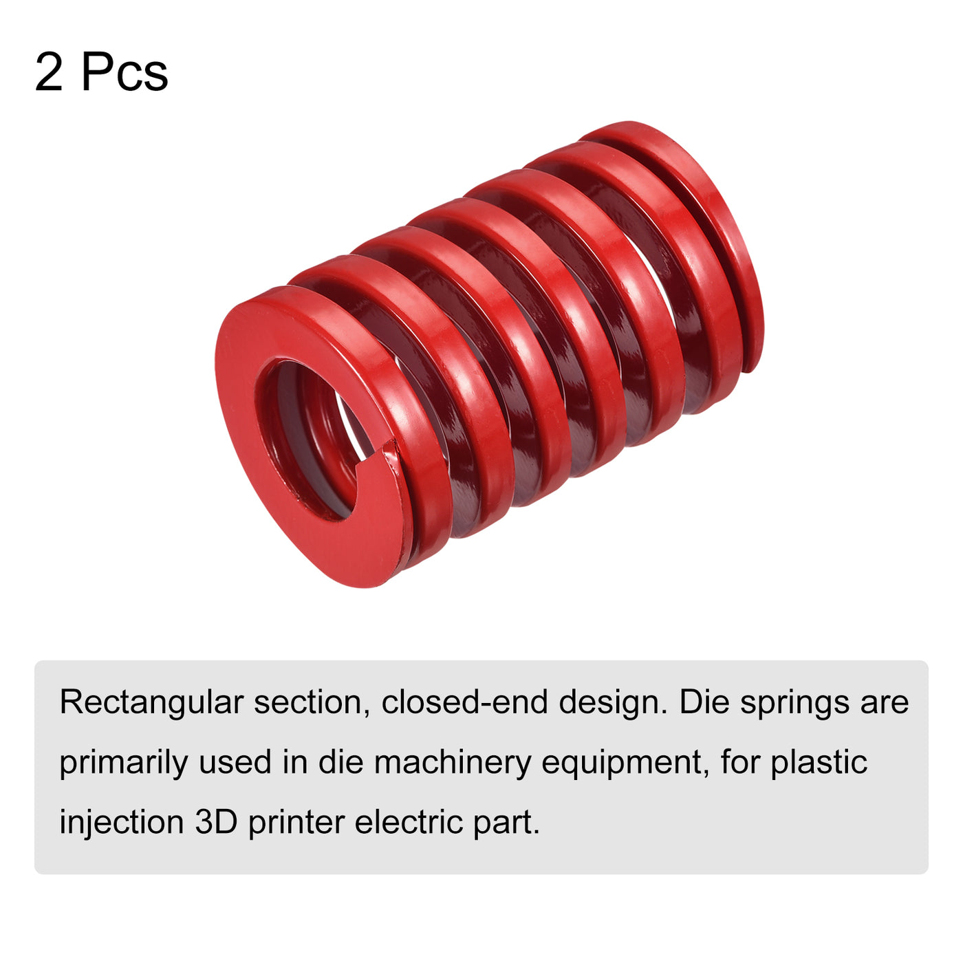 uxcell Uxcell Die Spring, 2pcs 40mm OD 60mm Long Spiral Stamping Medium Load Compression, Red