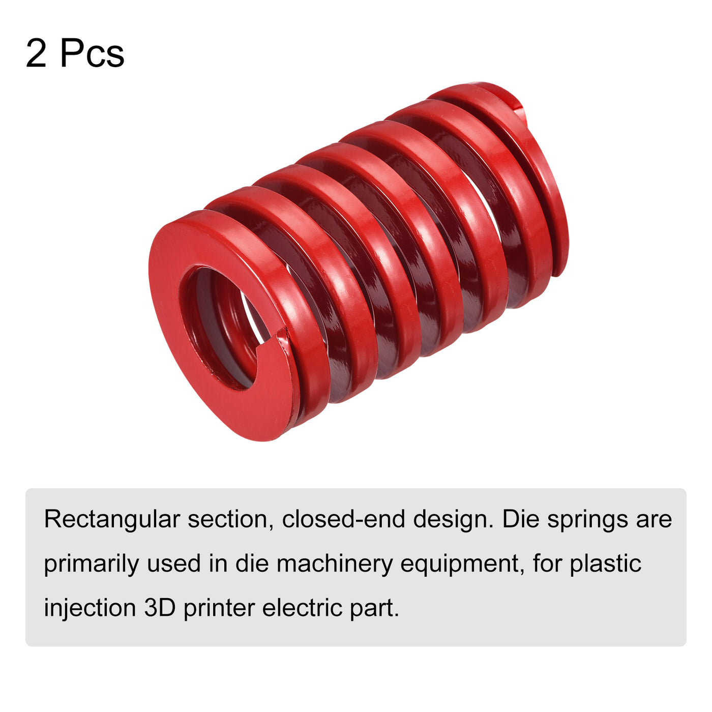 uxcell Uxcell Die Spring, 2pcs 40mm OD 65mm Long Spiral Stamping Medium Load Compression, Red