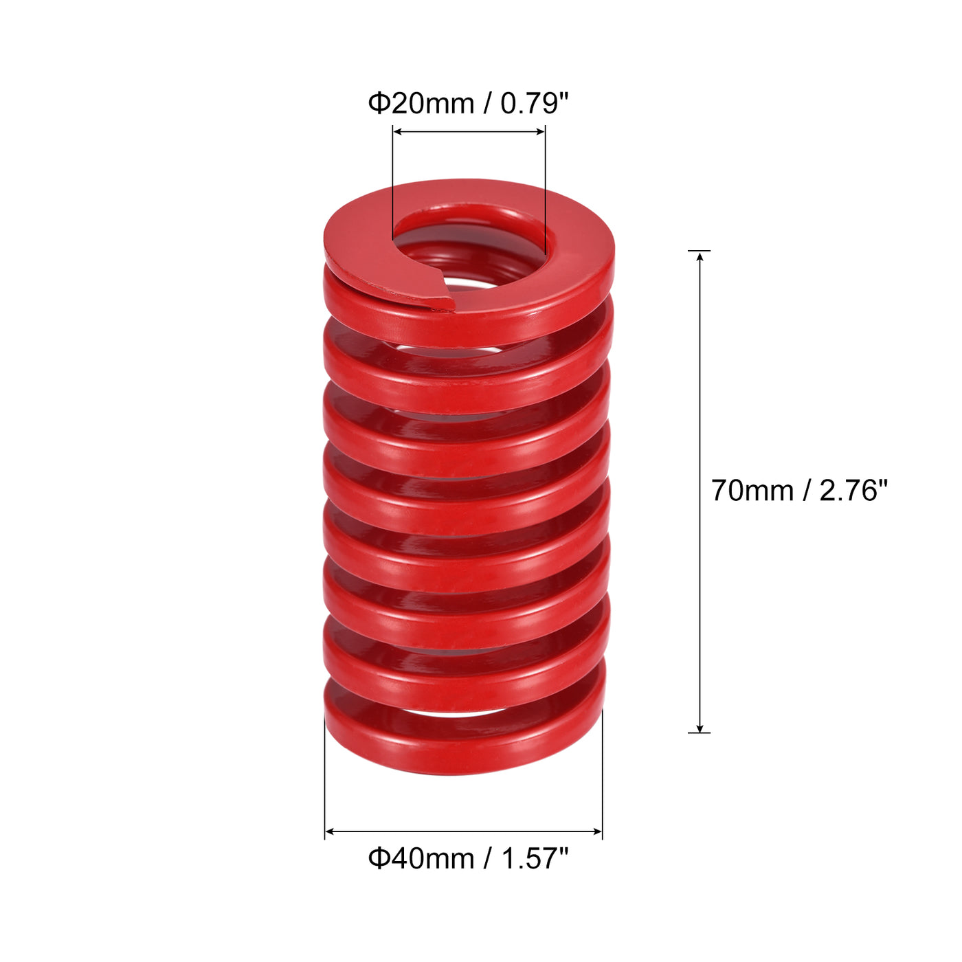 uxcell Uxcell Die Spring, 2pcs 40mm OD 70mm Long Spiral Stamping Medium Load Compression, Red