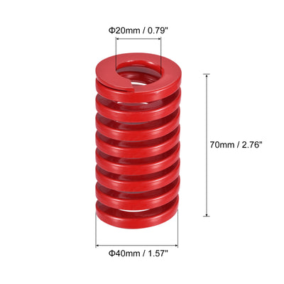 Harfington Uxcell Die Spring, 2pcs 40mm OD 70mm Long Spiral Stamping Medium Load Compression, Red