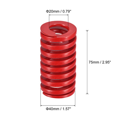 Harfington Uxcell Die Spring, 2pcs 40mm OD 75mm Long Spiral Stamping Medium Load Compression, Red