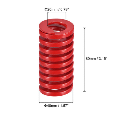 Harfington Uxcell Die Spring, 2pcs 40mm OD 80mm Long Spiral Stamping Medium Load Compression, Red