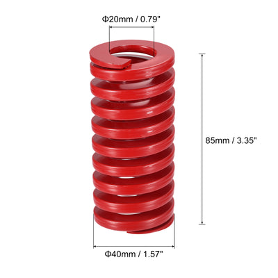 Harfington Uxcell Die Spring, 2pcs 40mm OD 85mm Long Spiral Stamping Medium Load Compression, Red
