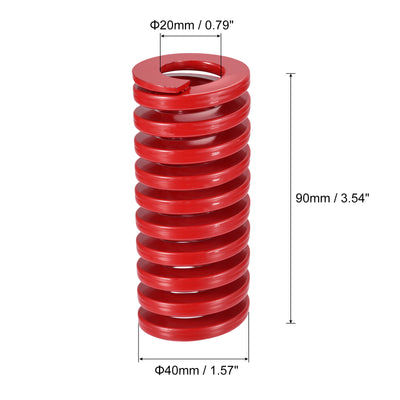 Harfington Uxcell Die Spring, 40mm OD 90mm Long Spiral Stamping Medium Load Compression, Red