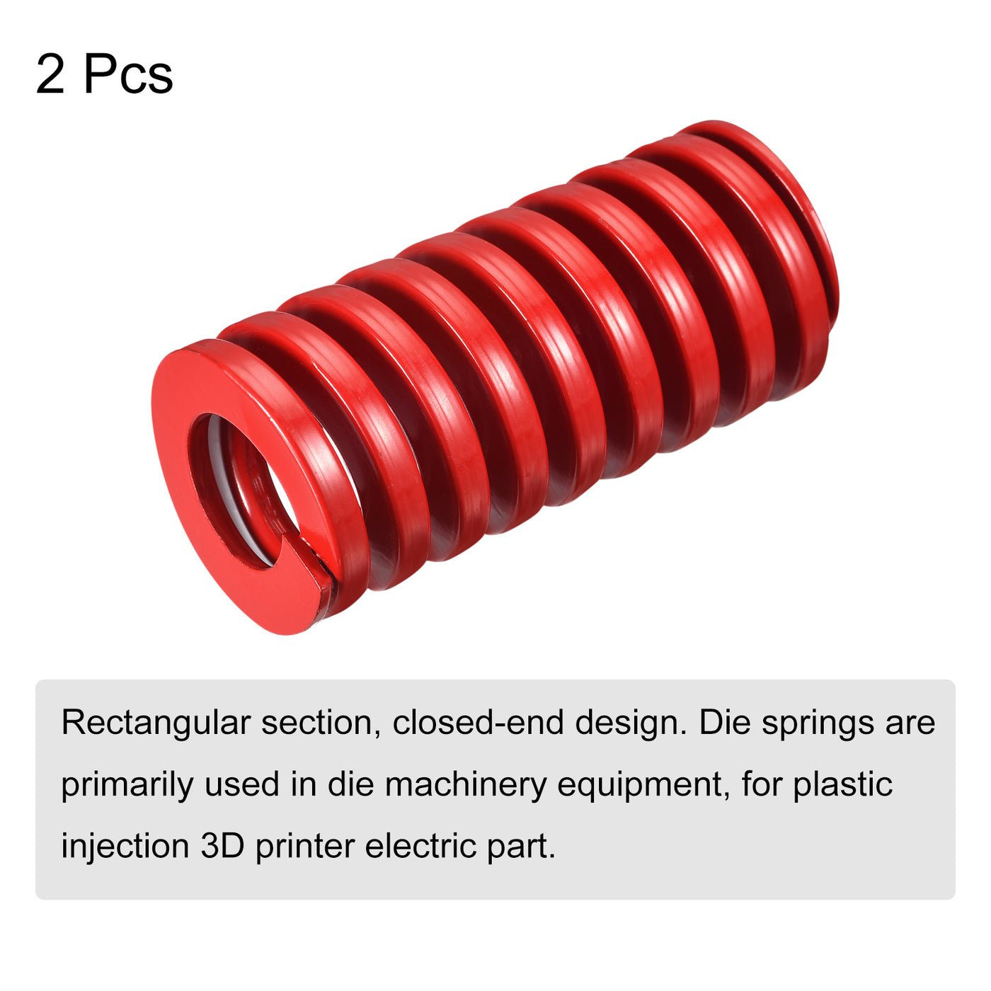 uxcell Uxcell Die Spring, 2pcs 40mm OD 90mm Long Spiral Stamping Medium Load Compression, Red