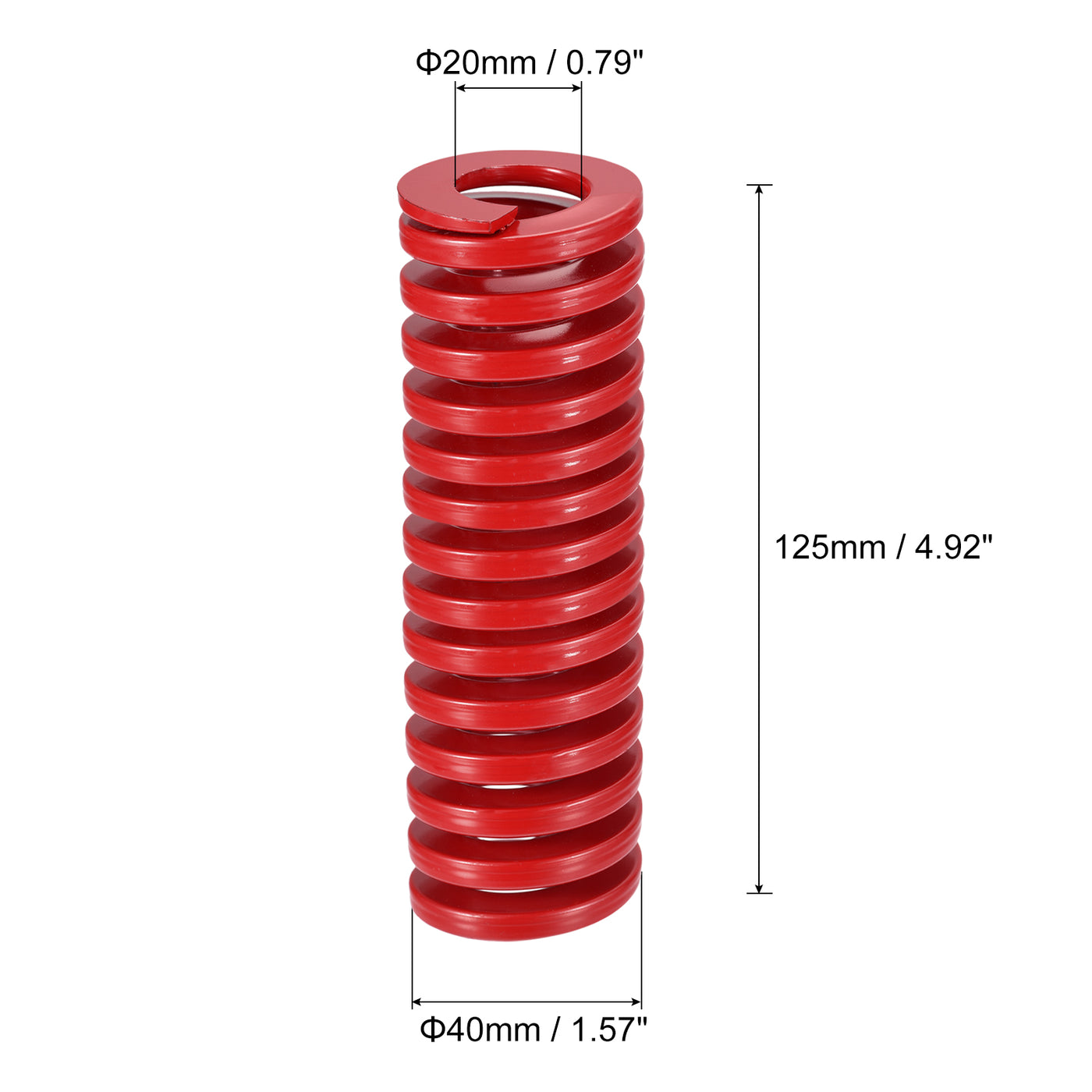 uxcell Uxcell Die Spring, 40mm OD 125mm Long Spiral Stamping Medium Load Compression, Red