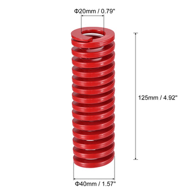 Harfington Uxcell Die Spring, 40mm OD 125mm Long Spiral Stamping Medium Load Compression, Red