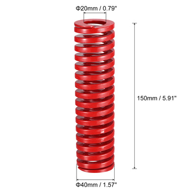 Harfington Uxcell Die Spring, 2pcs 40mm OD 150mm Long Spiral Stamping Medium Load Compression, Red