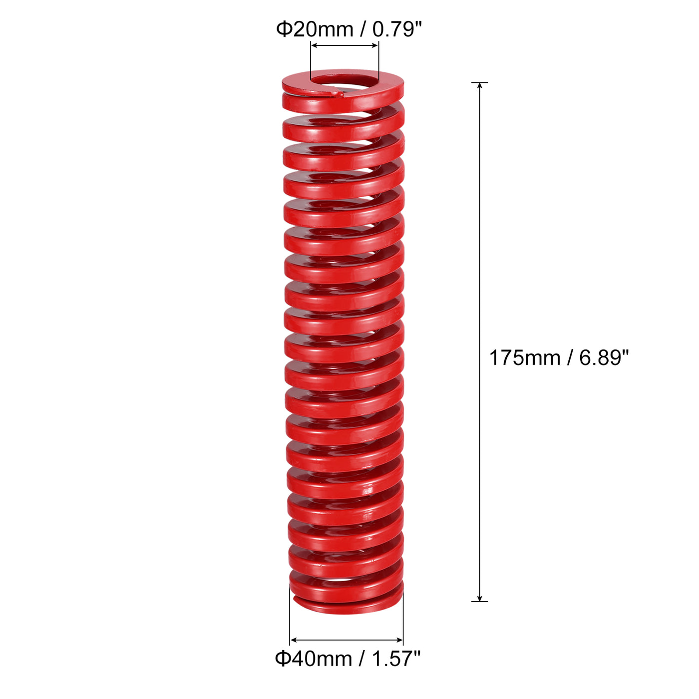 uxcell Uxcell Die Spring, 40mm OD 175mm Long Spiral Stamping Medium Load Compression, Red