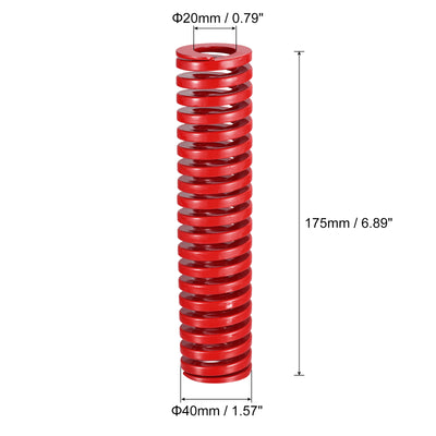 Harfington Uxcell Die Spring, 40mm OD 175mm Long Spiral Stamping Medium Load Compression, Red