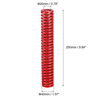Harfington Uxcell Die Spring, 40mm OD 250mm Long Spiral Stamping Medium Load Compression, Red