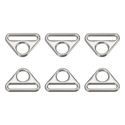 uxcell Uxcell 0.79" Adjuster Triangle with Bar Swivel Clip D Dee Ring Buckle, 6Pcs Silver