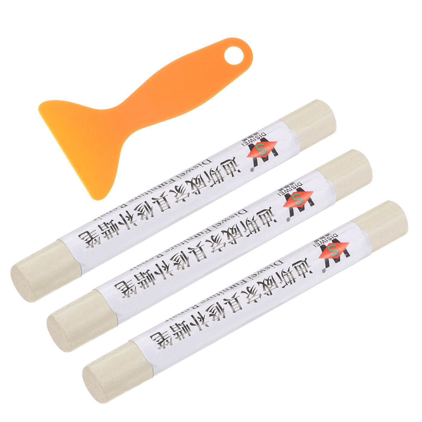 Harfington Wood Furniture Repair Kit 3pcs Markers with Spatula, Rice White