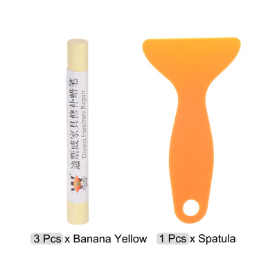 Harfington Wood Furniture Repair Kit 3pcs Markers with Spatula, Banana Yellow