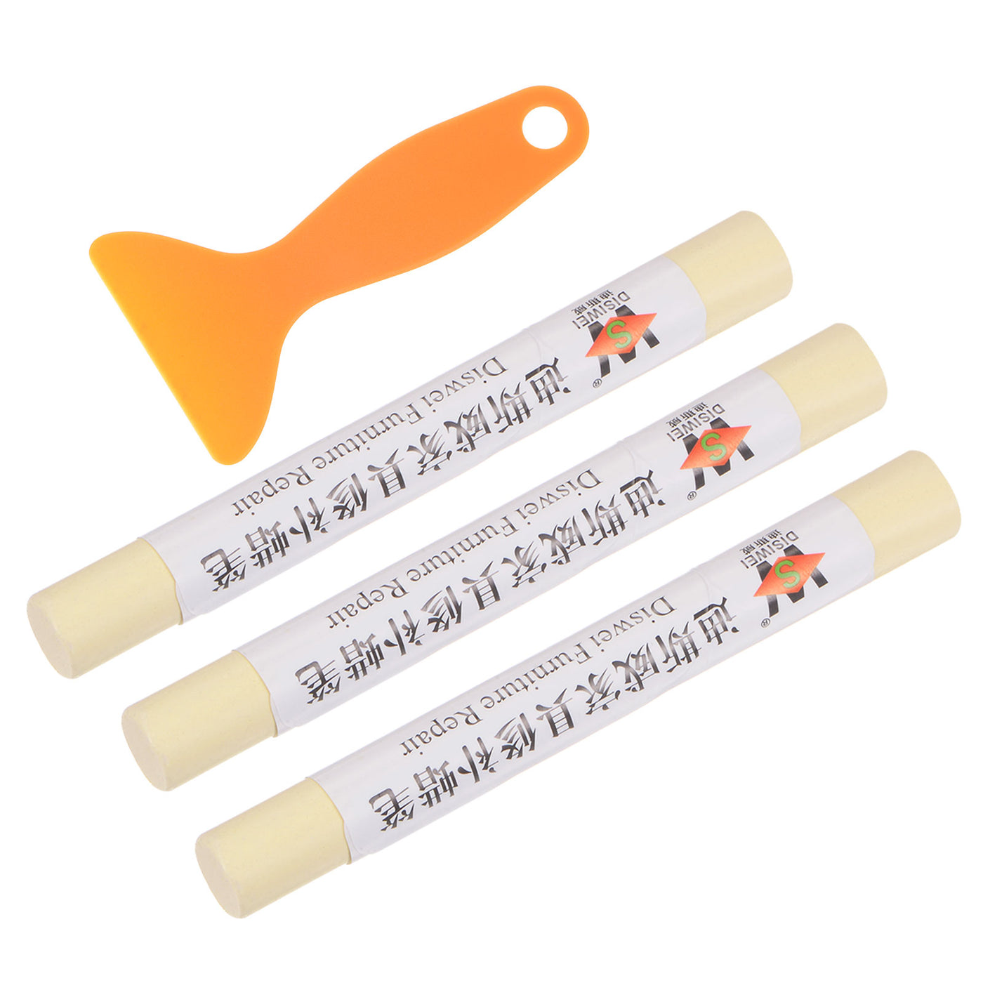 Harfington Wood Furniture Repair Kit 3pcs Markers with Spatula, Linen White